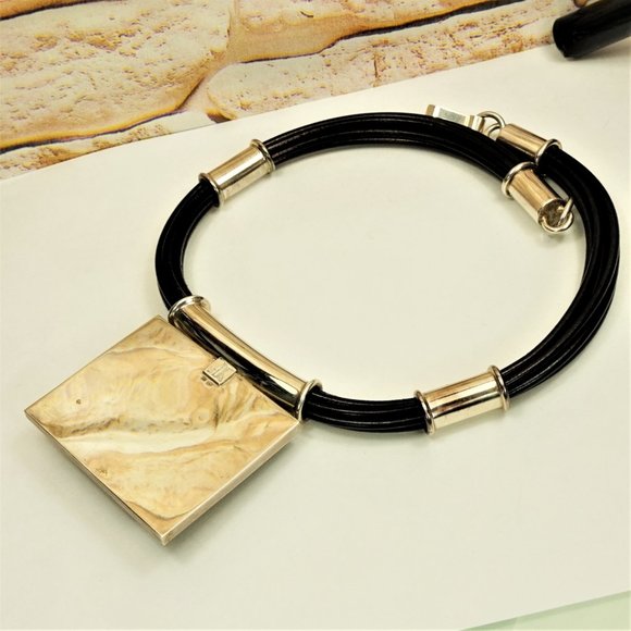 MASSIVE AMBER STERLING PENDANT MULTI LEATHER CORD NECKLACE, GIFT FOR WOMEN - Picture 8 of 11